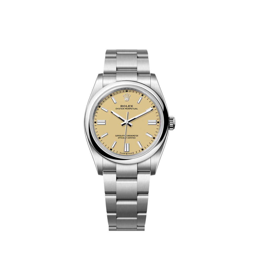 Unworn 2025, Oyster Perpetual, Oystersteel 36mm, Beige dial, Domed Oyster, Ref# 126000-0012, box and papers