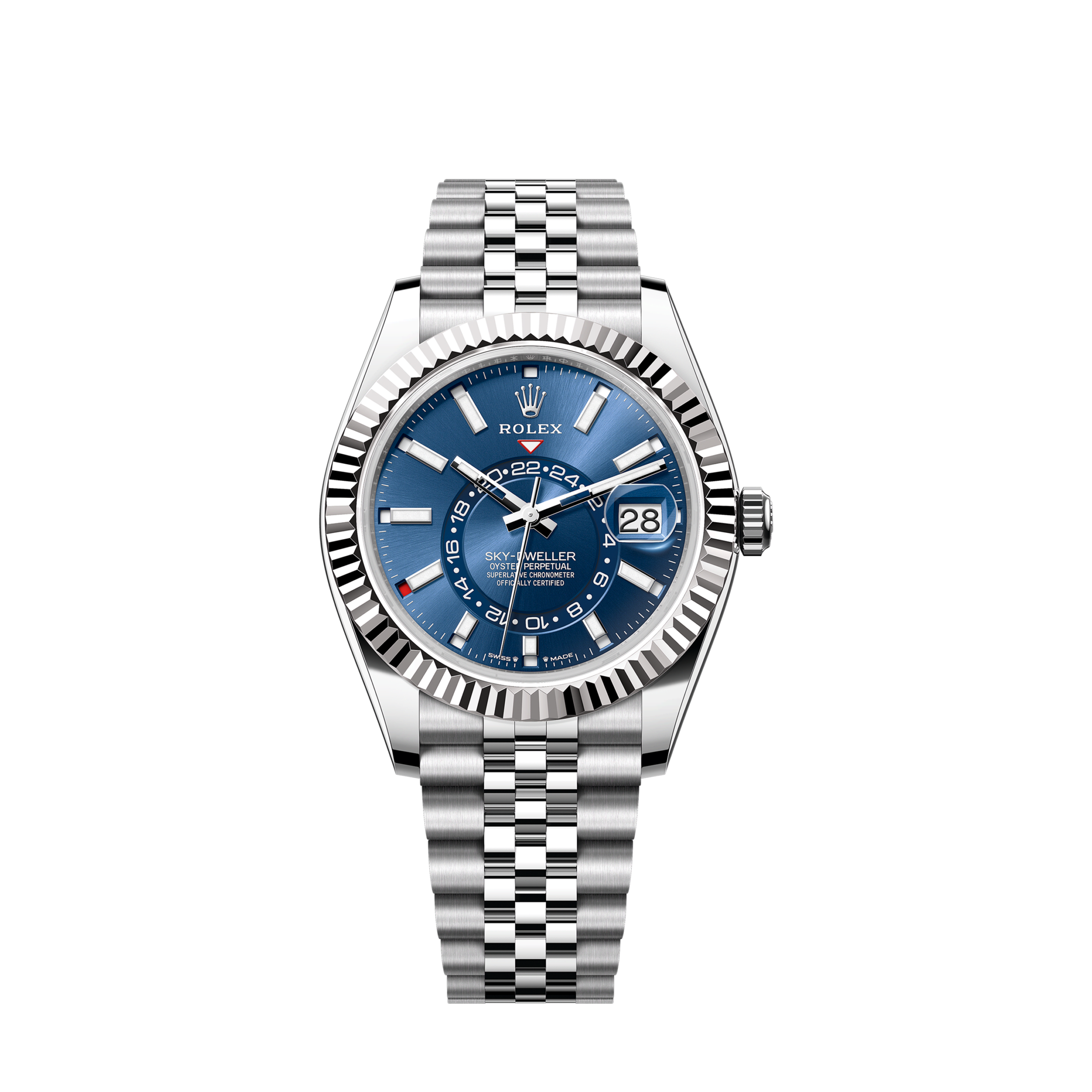 Sky-Dweller, 42mm, Oystersteel and 18k White Gold, Blue, Jubilee, Ref# 336934-0006