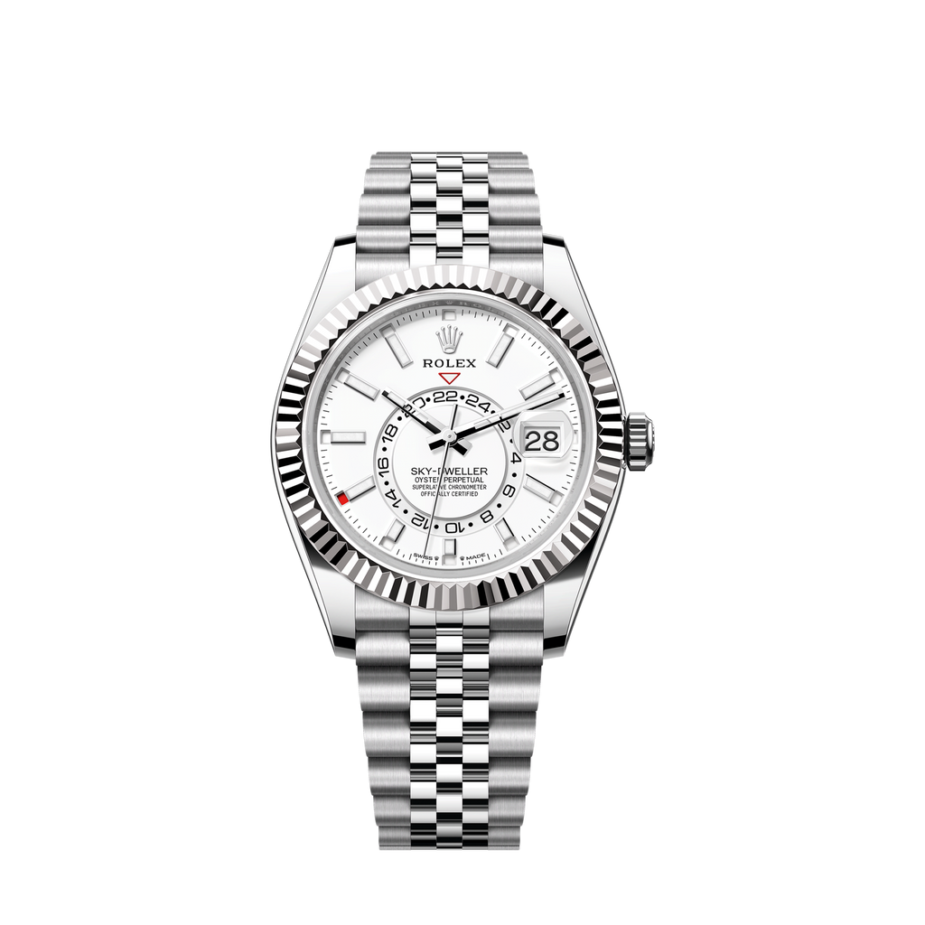 Sky-Dweller, 42mm, Oystersteel and 18k White Gold, White, Jubilee, Ref# 336934-0004