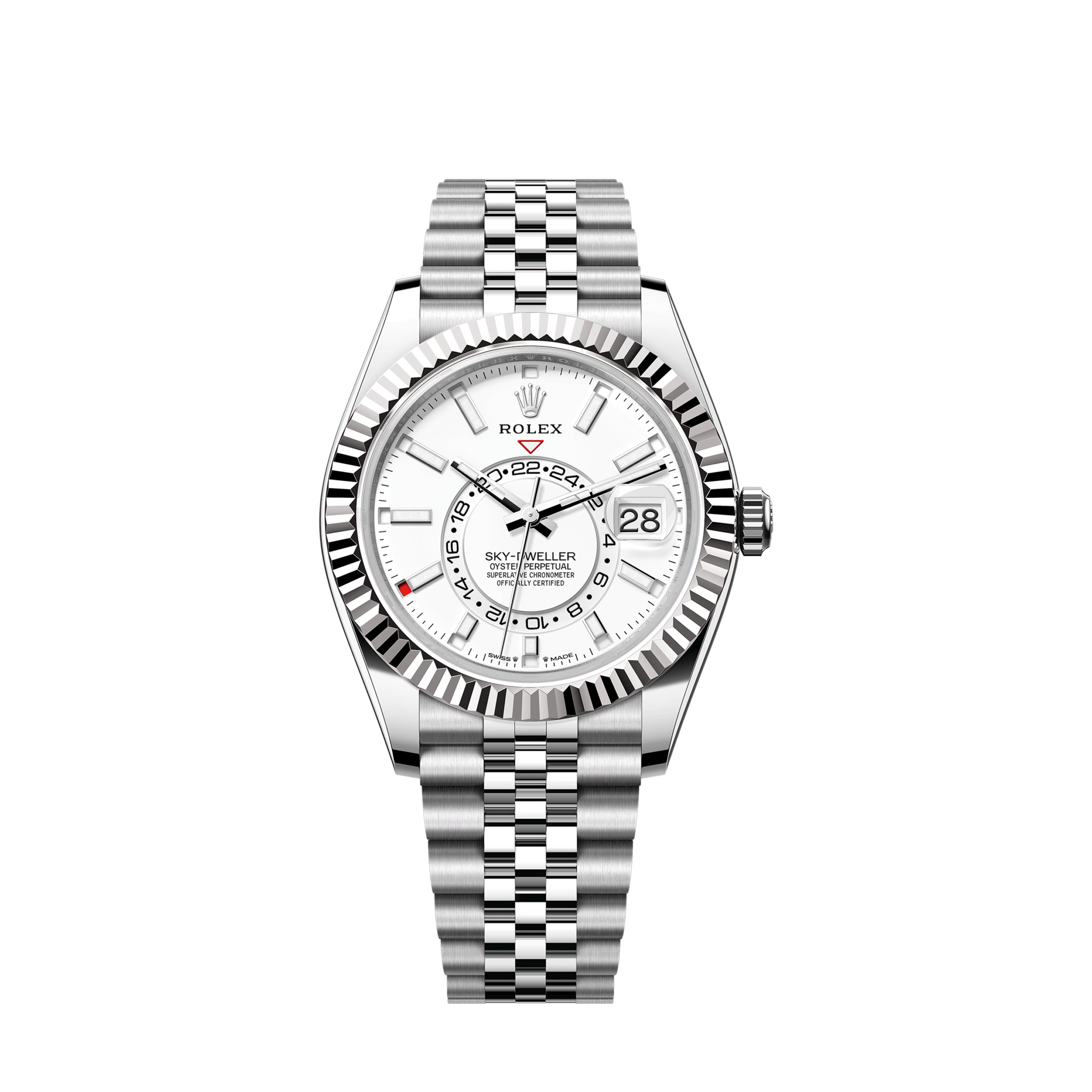 Sky-Dweller, 42mm, Oystersteel and 18k White Gold, White, Jubilee, Ref# 336934-0004