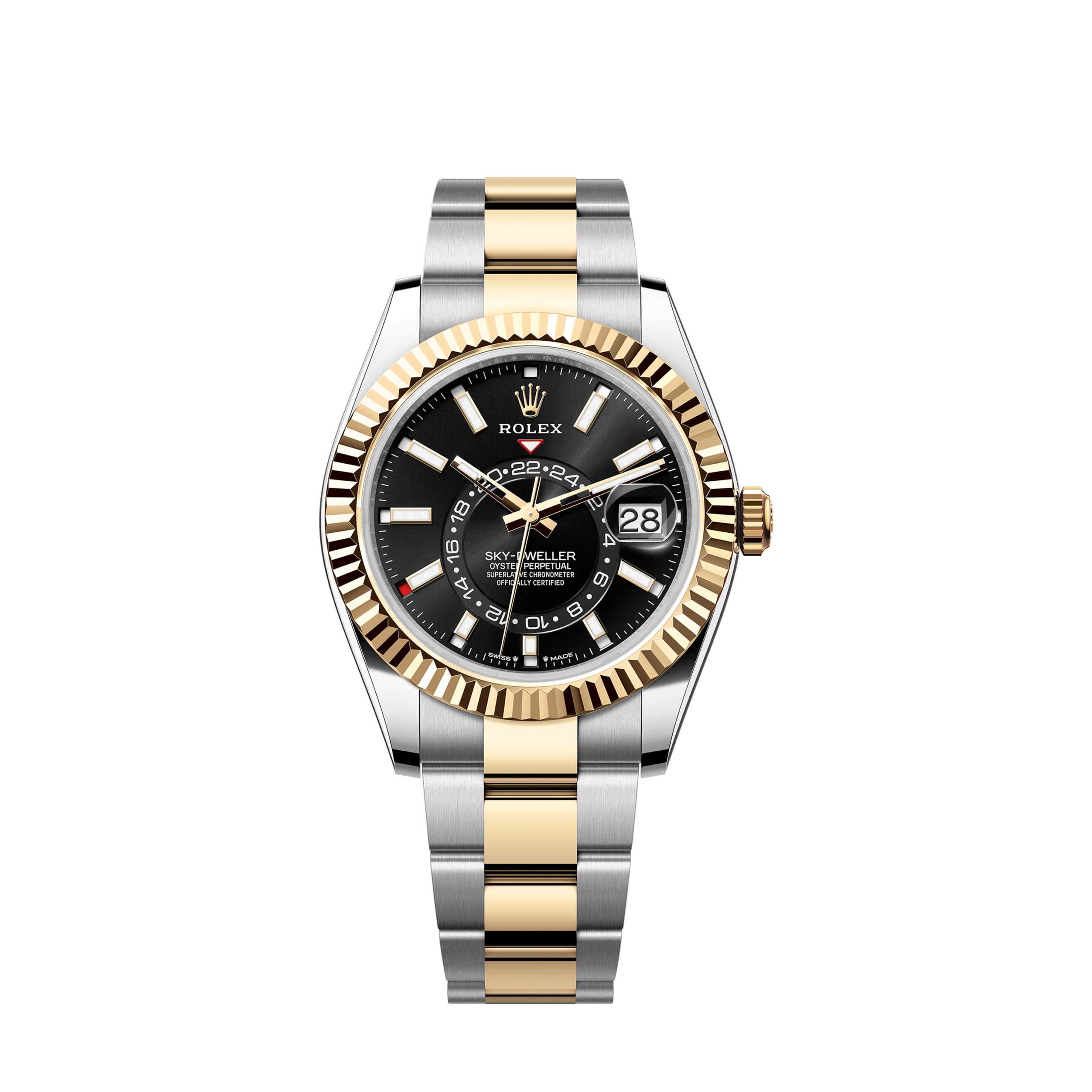 Sky-Dweller, 42mm, Oystersteel and 18k Yellow Gold, Black, Oyster, Ref# 336933-0003