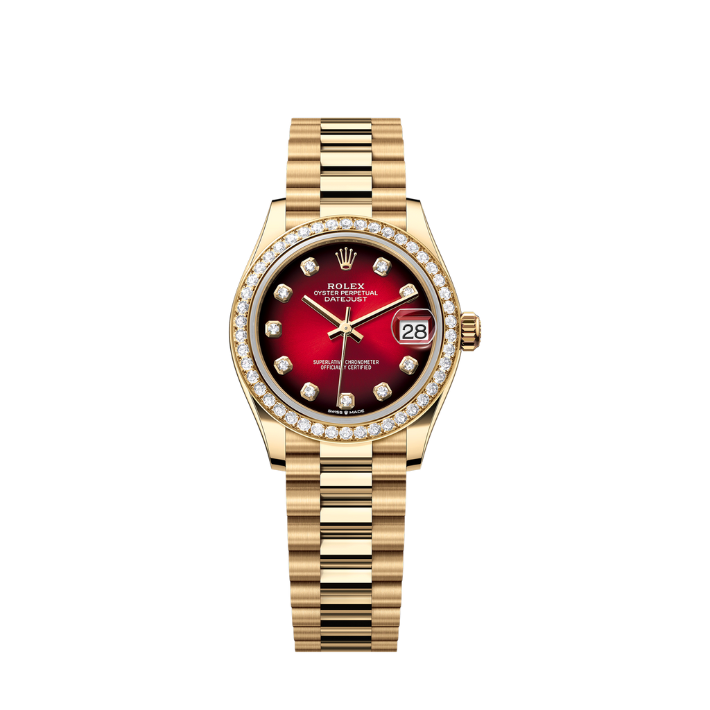 Unworn 2025, Datejust 31, 18k Yellow Gold, Diamond, Ref# 278288rbr-0041, box and papers