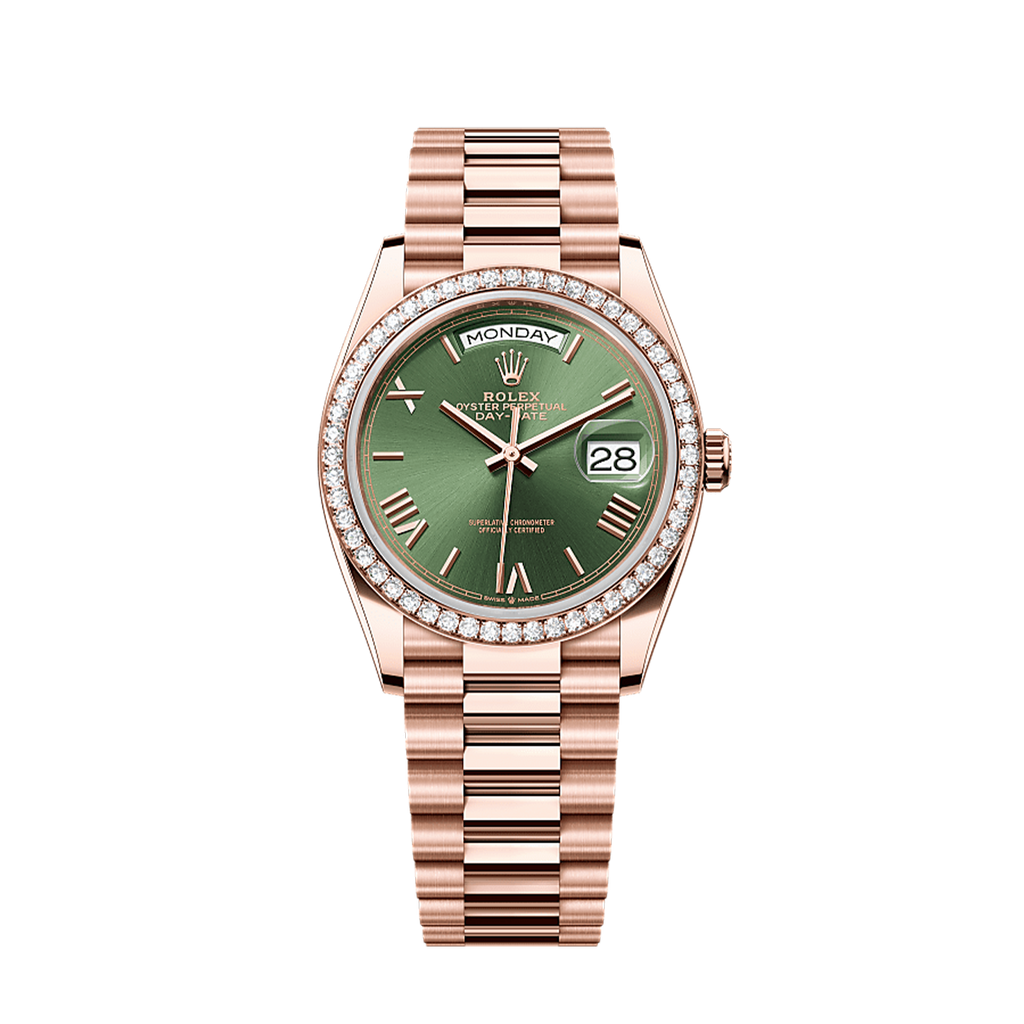 Unworn 2025, Day-Date 36, 18k Everose Gold and Diamond-set, 36mm, Ref# 128345rbr-0085, box and papers