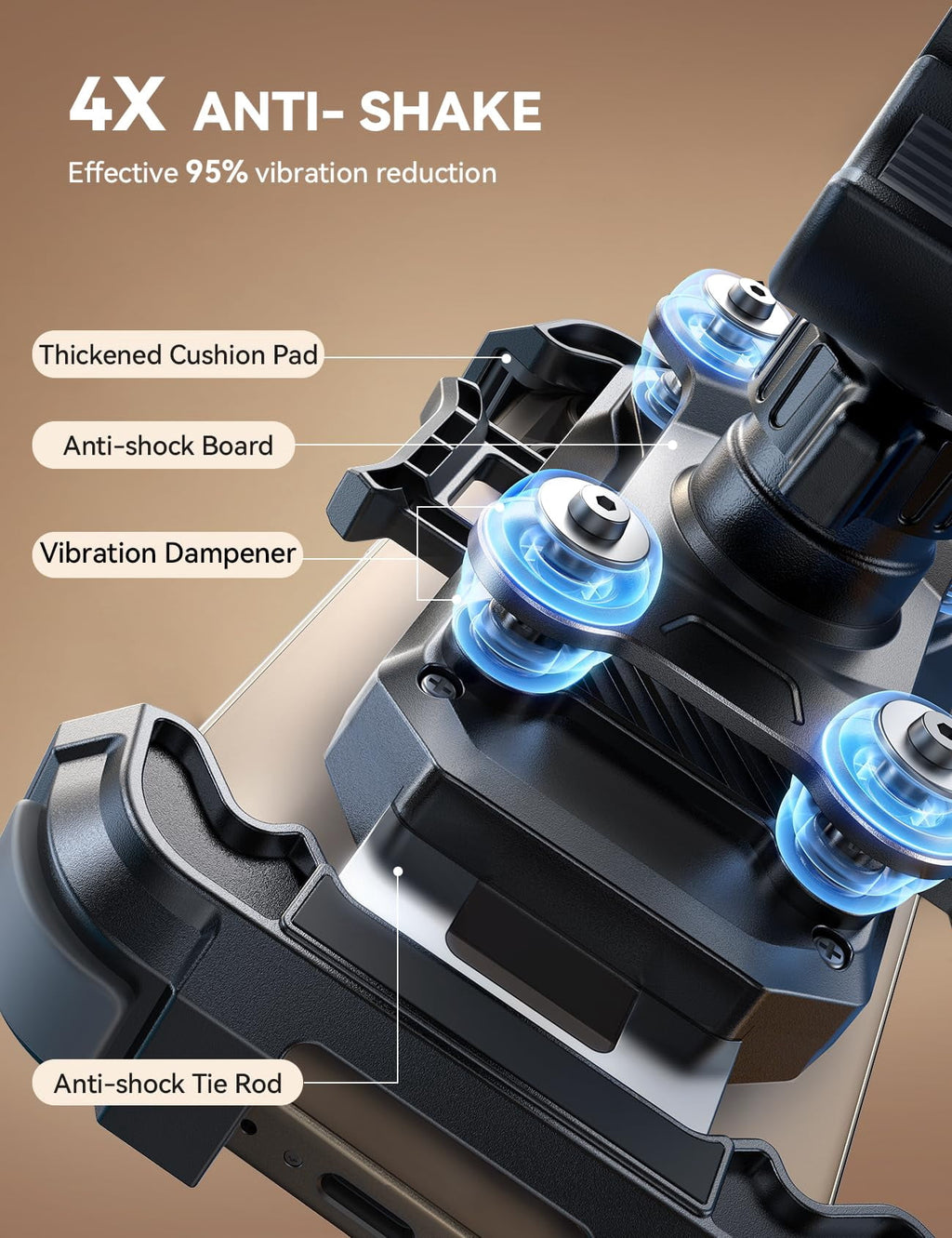 All-Metal Dual-Dampener Motorcycle Phone Mount - image 2