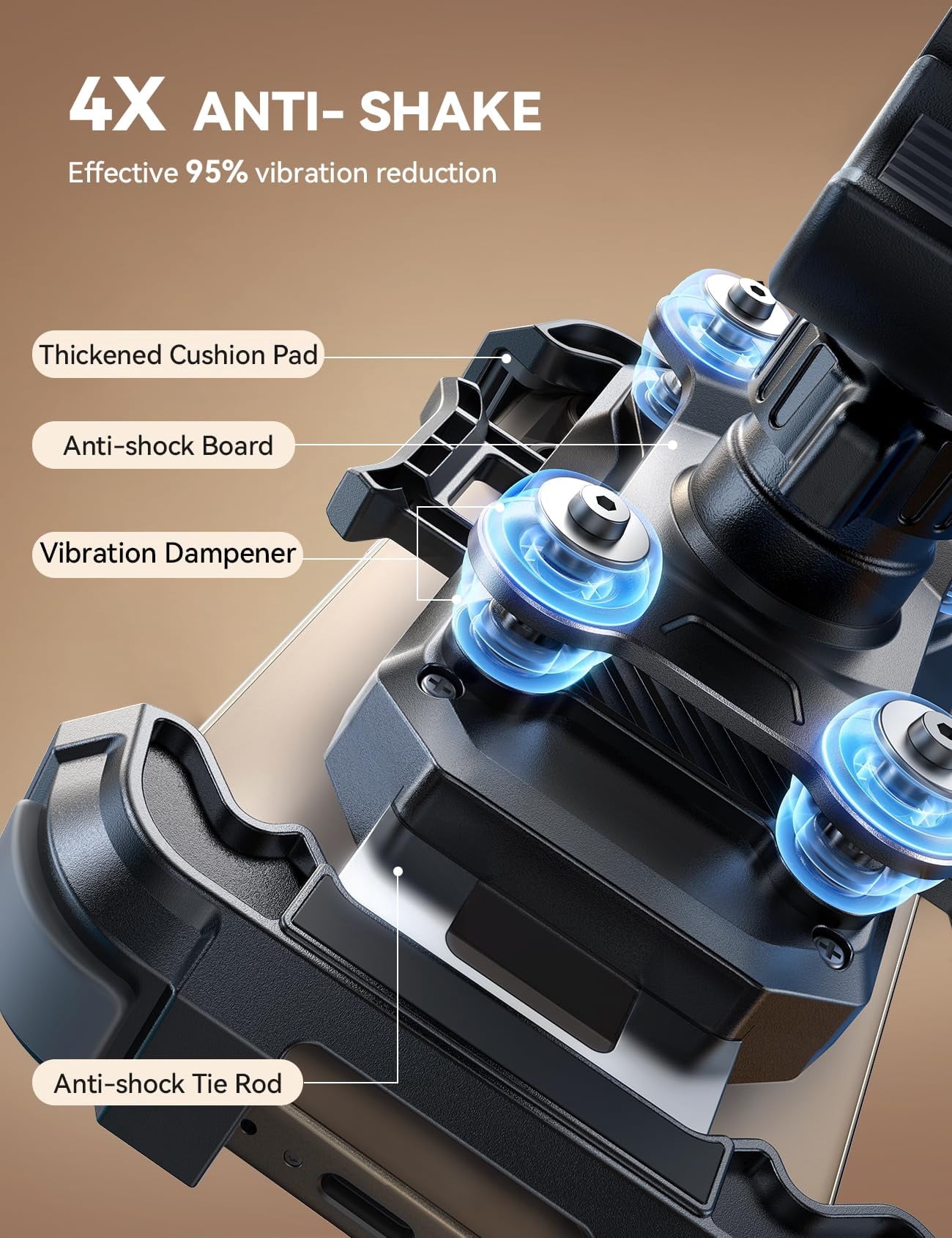 All-Metal Dual-Dampener Motorcycle Phone Mount - image 2