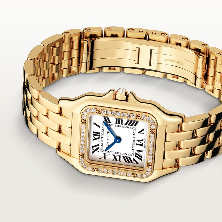 Unworn Panthère de Medium, 18k Yellow Gold, Diamonds, 27mm x 36mm, Ref# WJPN0016, box and papers
