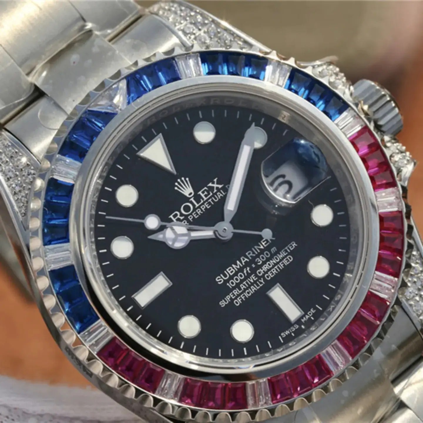 Submariner Silver Blue/Red Diamond, 40mm