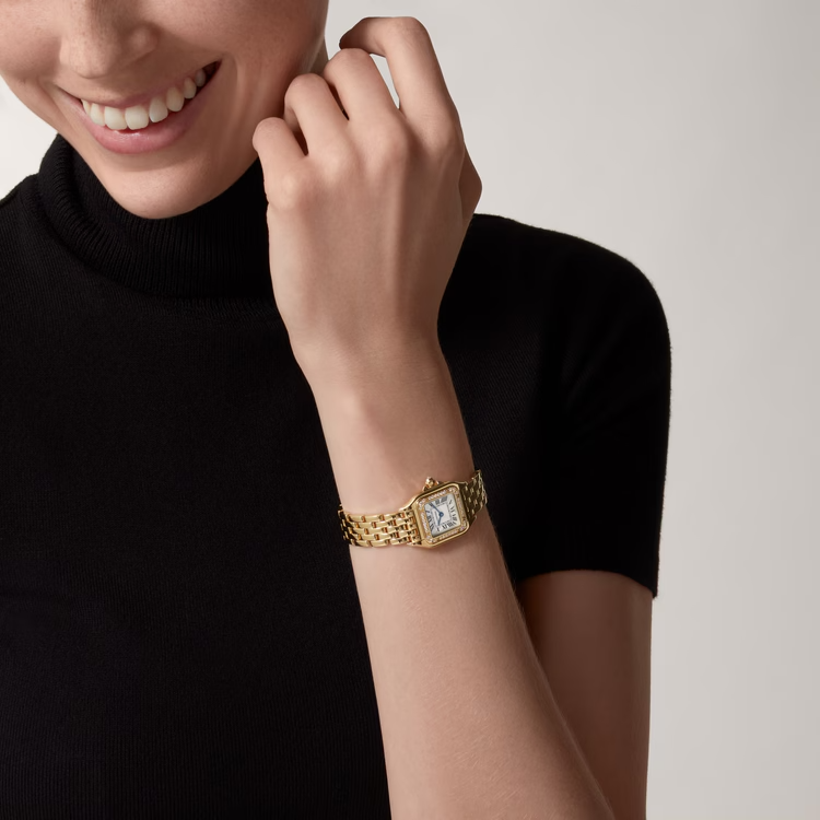 Unworn Panthère de Small, 18k Yellow Gold, Diamonds, 22mm x 30mm, Ref# WJPN0067, box and papers