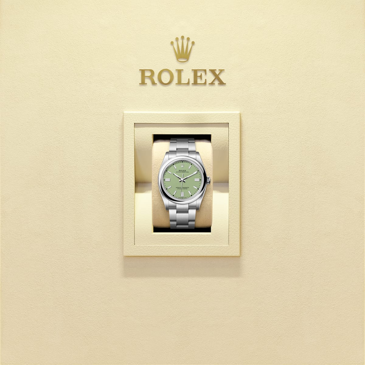 Unworn 2025, Oyster Perpetual, Oystersteel 36mm, Pistachio-green dial, Domed Oyster, Ref# 126000-0011, box and papers