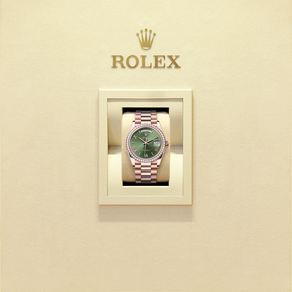 Unworn 2025, Day-Date 36, 18k Everose Gold and Diamond-set, 36mm, Ref# 128345rbr-0085, box and papers