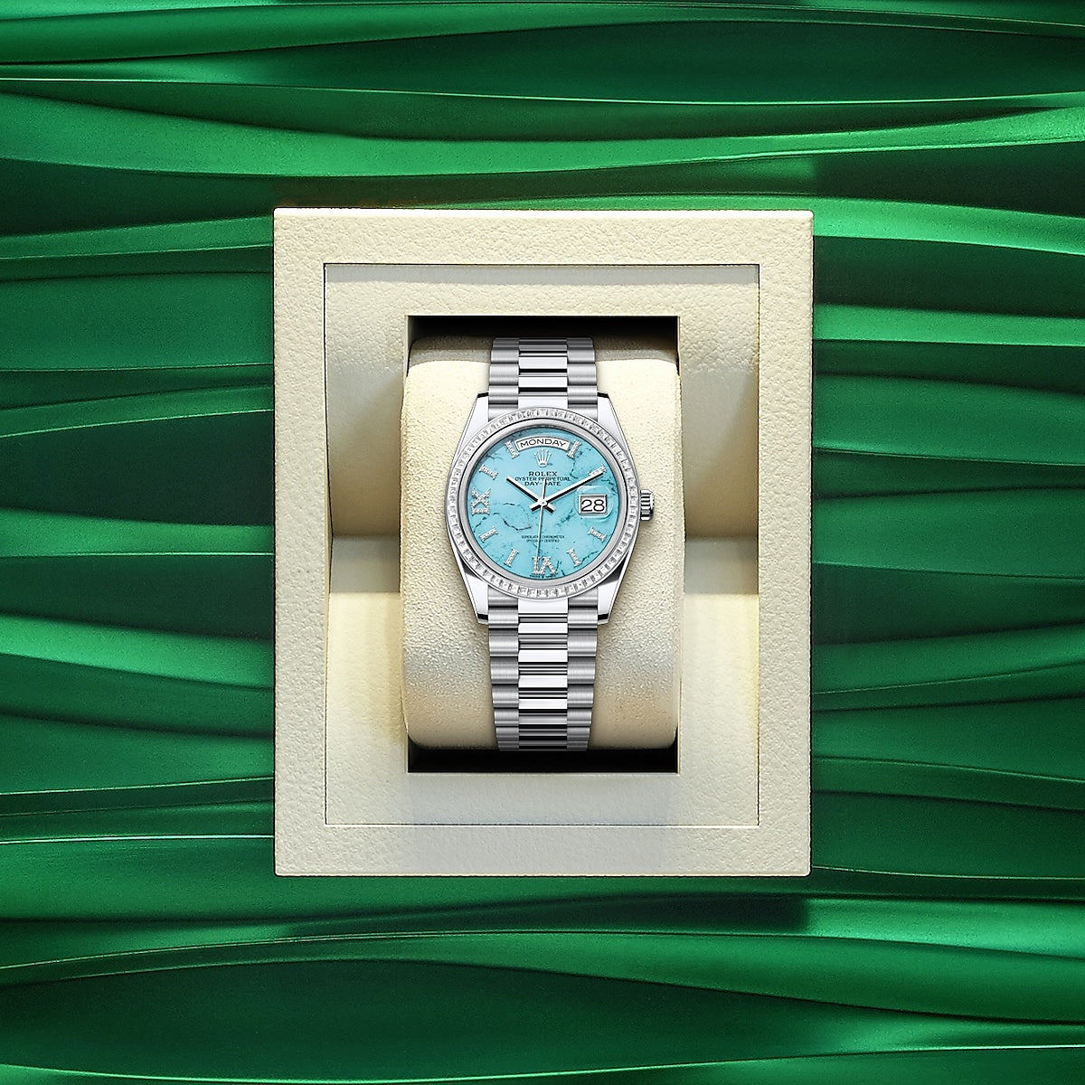 Day-Date 36, Platinum with Diamond-set, 36mm, Ref# 128396tbr-0016