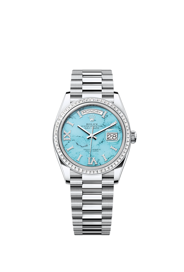 Day-Date 36, Platinum with Diamond-set, 36mm, Ref# 128396tbr-0016