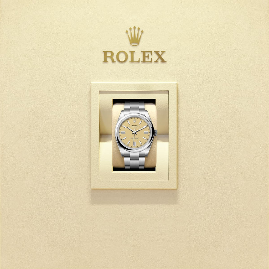 Unworn 2025, Oyster Perpetual, Oystersteel 41mm, Beige dial, Domed Oyster, Ref# 134300-0007, box and papers