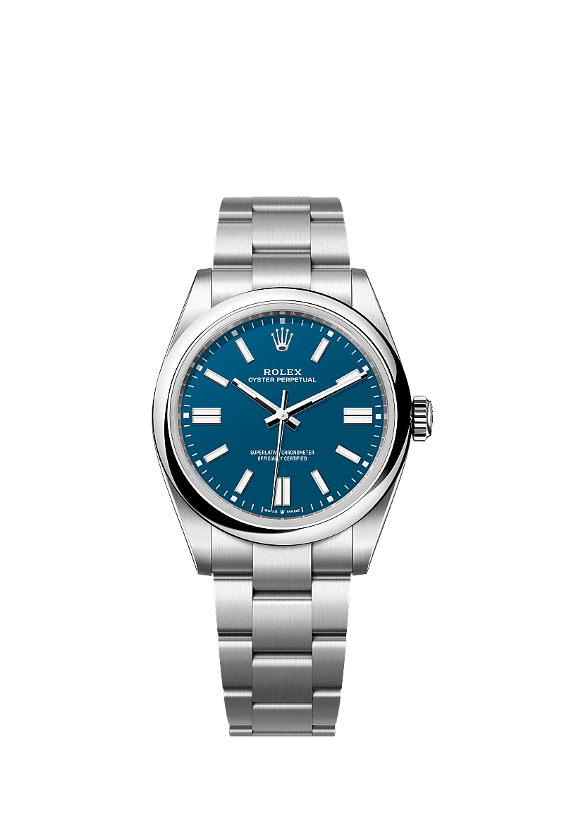 Unworn 2025, Oyster Perpetual, Oystersteel 41mm, Blue dial, Domed Oyster, Ref# 134300-0009, box and papers
