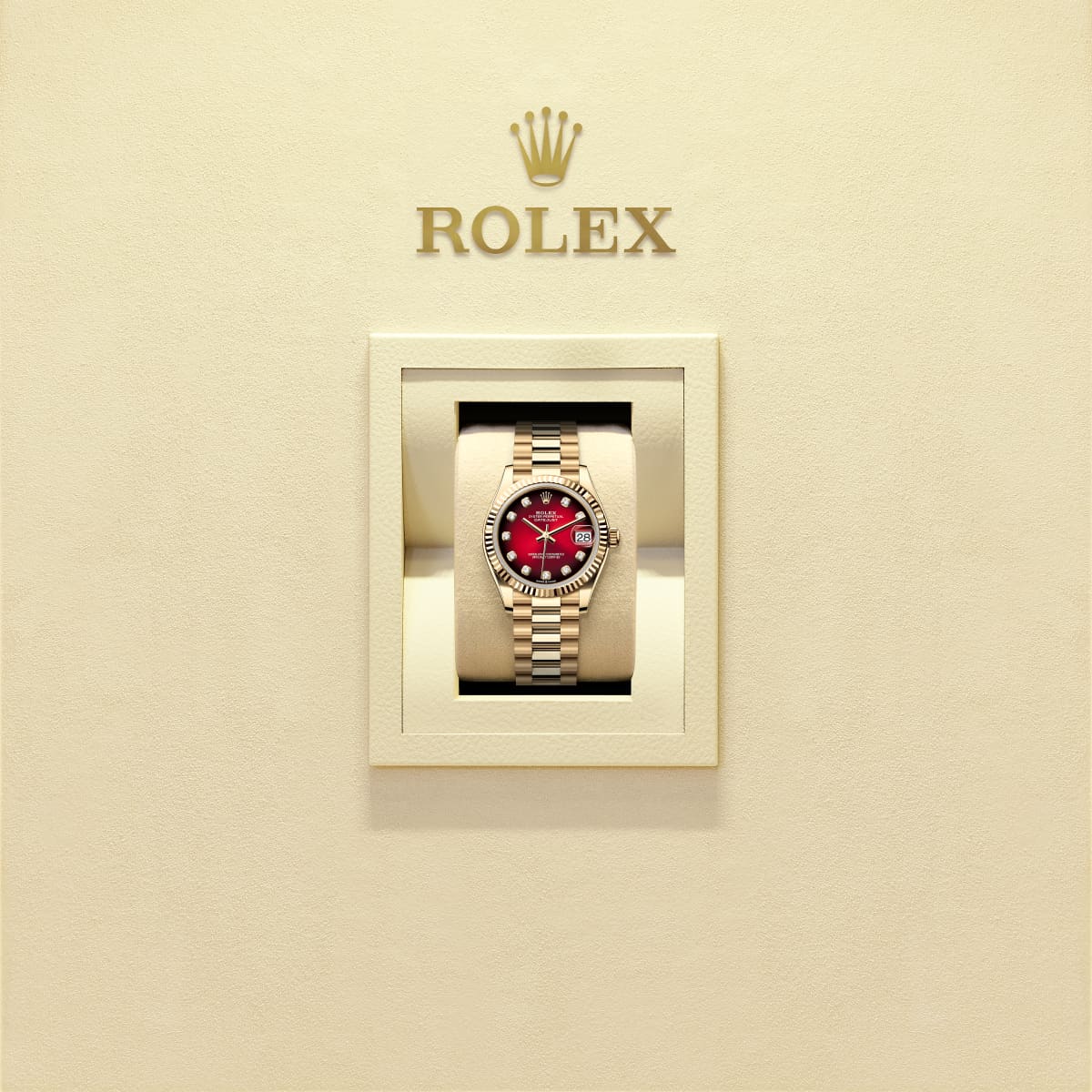 Unworn 2025, Datejust 31, 18k Yellow Gold, Diamonds, Ref# 278278-0049, box and papers