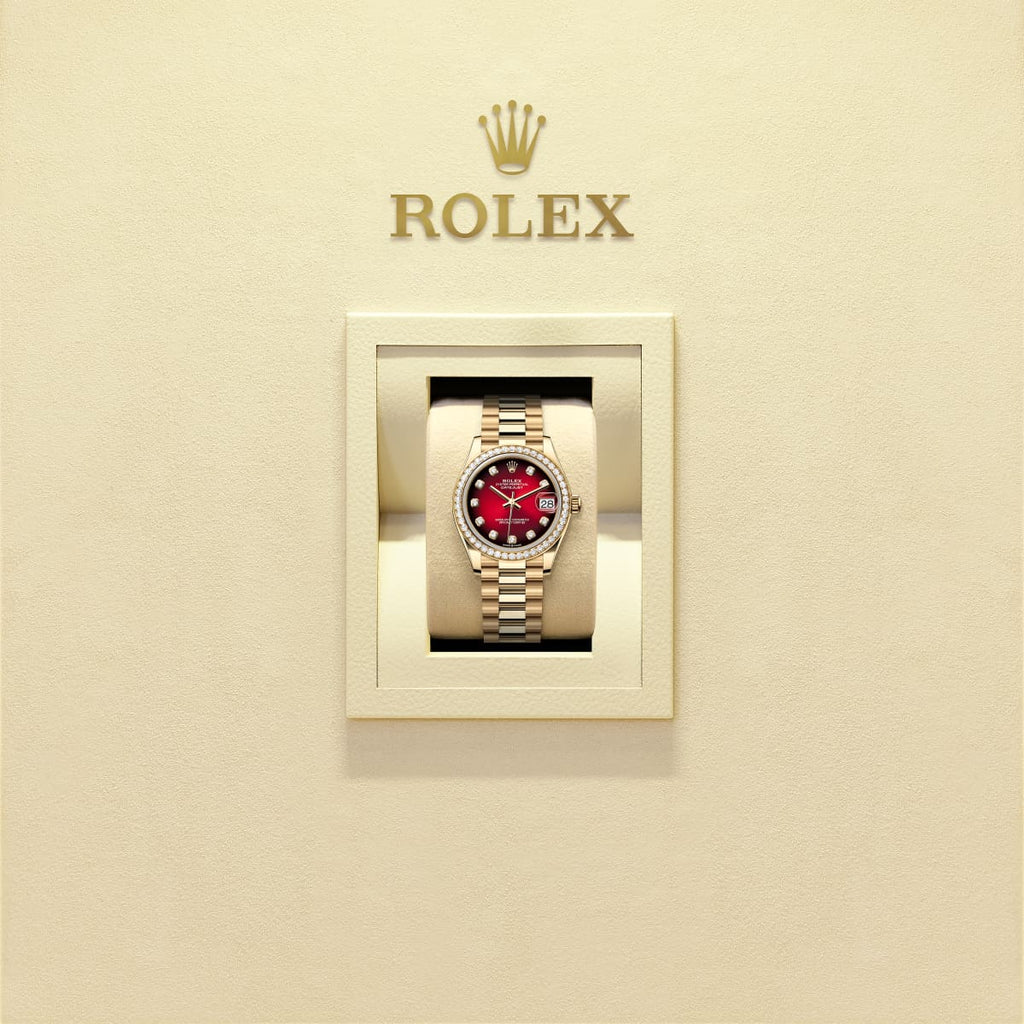 Unworn 2025, Datejust 31, 18k Yellow Gold, Diamond, Ref# 278288rbr-0041, box and papers