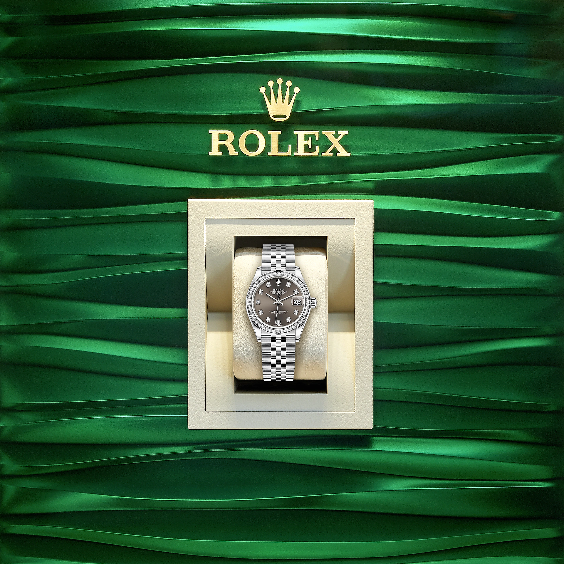 Datejust 31, Oystersteel, 18kt White Gold and diamonds, Ref# 278384RBR-0010