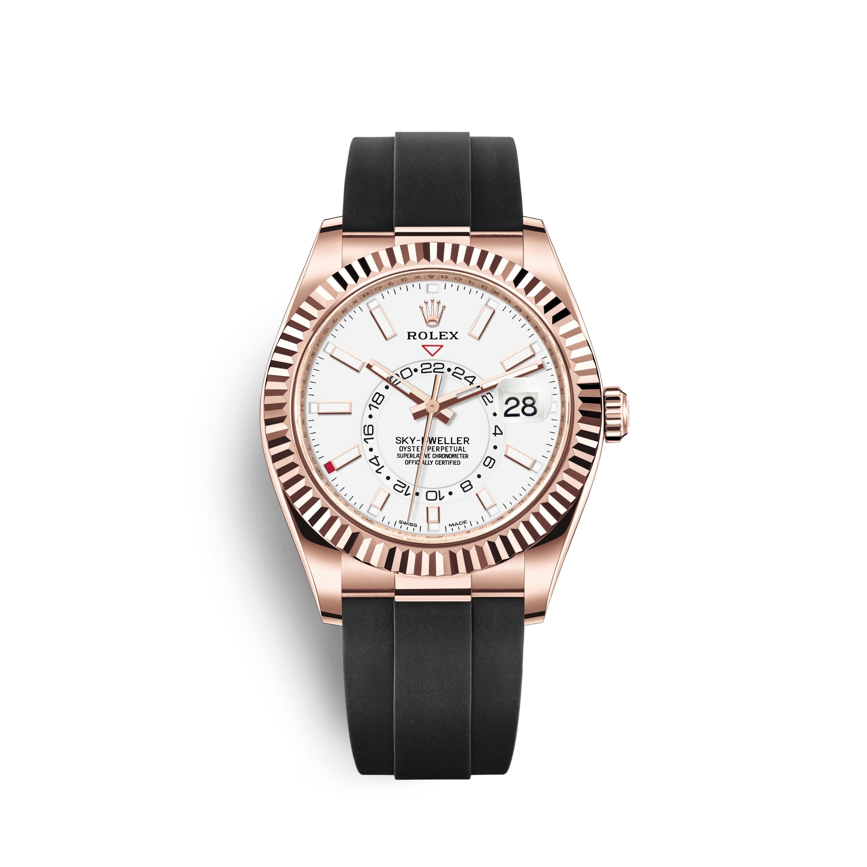 Sky-Dweller 42mm, 18k Everose Gold, Oysterflex, Ref# 326235-0004