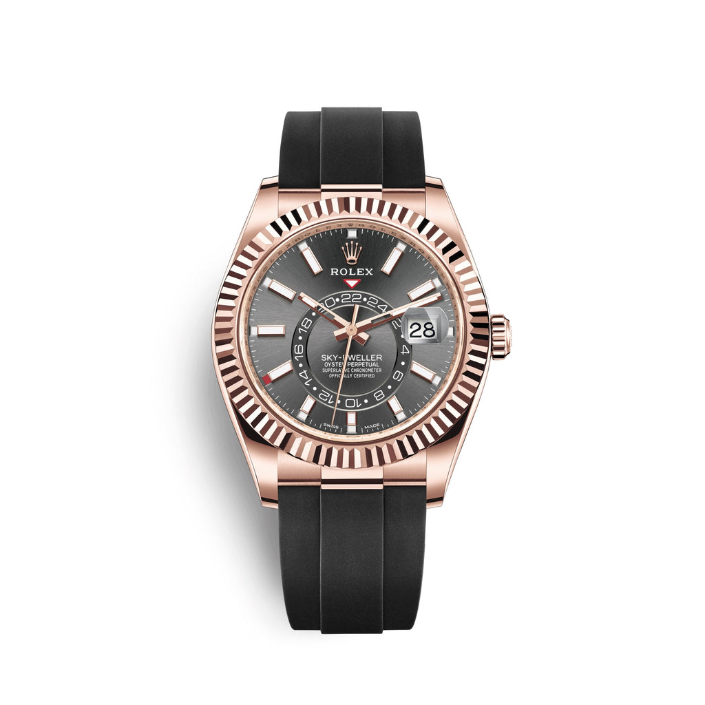 Sky-Dweller 42mm, 18k Everose Gold, Oysterflex, Ref# 326235-0006