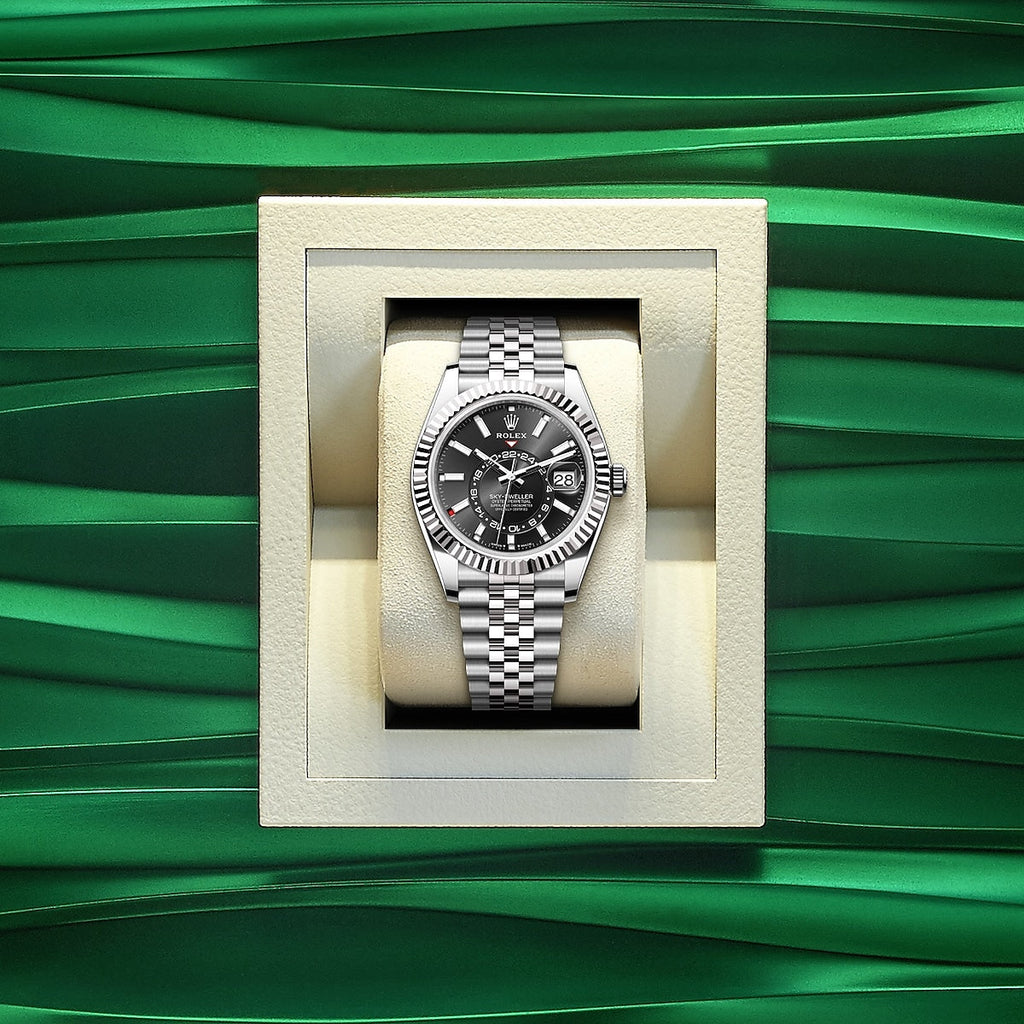 Sky-Dweller, 42mm, Oystersteel and 18k White Gold, Black, Jubilee, Ref# 336934-0008