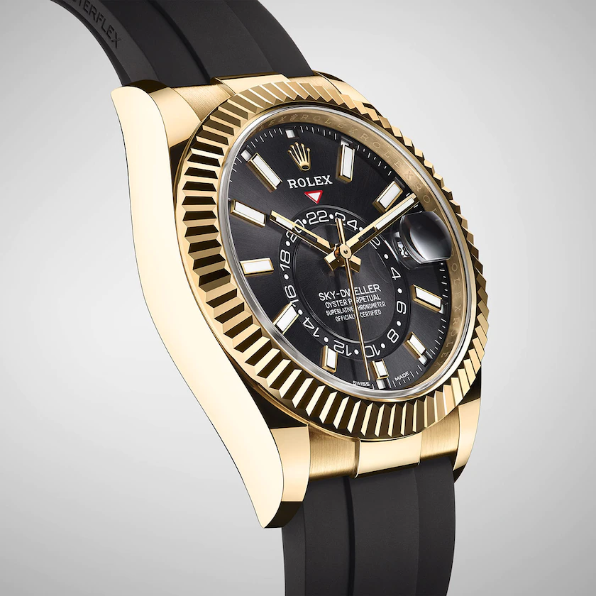 Sky-Dweller 42mm, 18k Yellow Gold, Oysterflex, Ref# 326238-0009