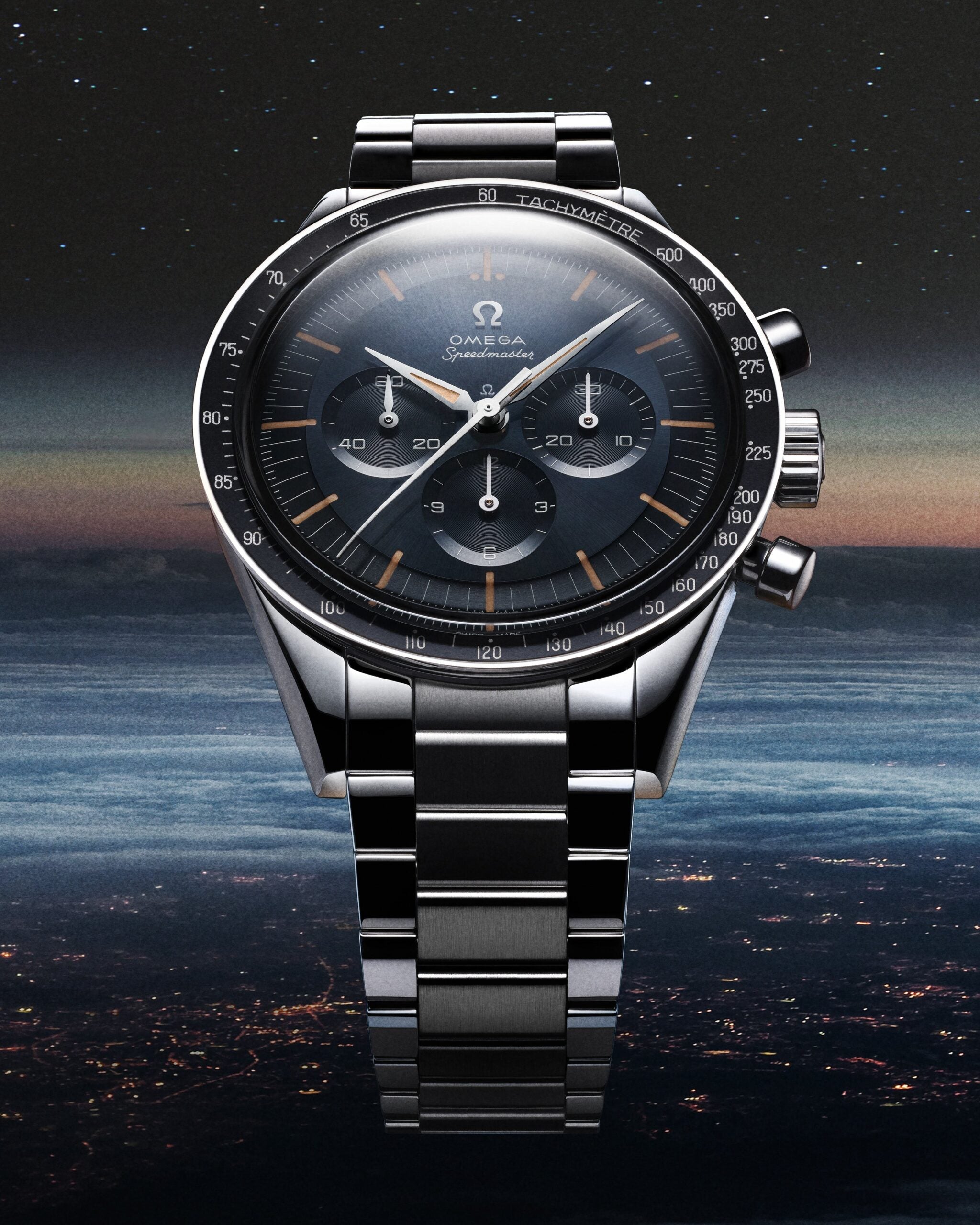 Unworn, Speedmaster First in Space, Co-Axial Chronograph, 39, 7mm, Ref# 310.30.40.50.06.001, box and papers