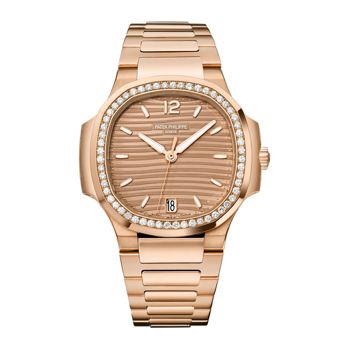 Nautilus Ladies Automatic Watch, 18k Rose Gold and Diamonds, 35, 2mm, Ref# 7118/1200R-010