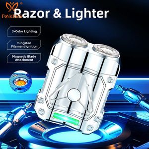 Pakiss Multi-Function Razor & Lighter, 2-in-1 Electric Shaver with Tungsten Wire Ignition