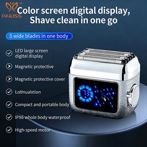 Pakiss Home Hairdresser Double Blade Electric Shaver Cordless Rechargeable Facial Beard Razor Foil Men's Electric Shaver