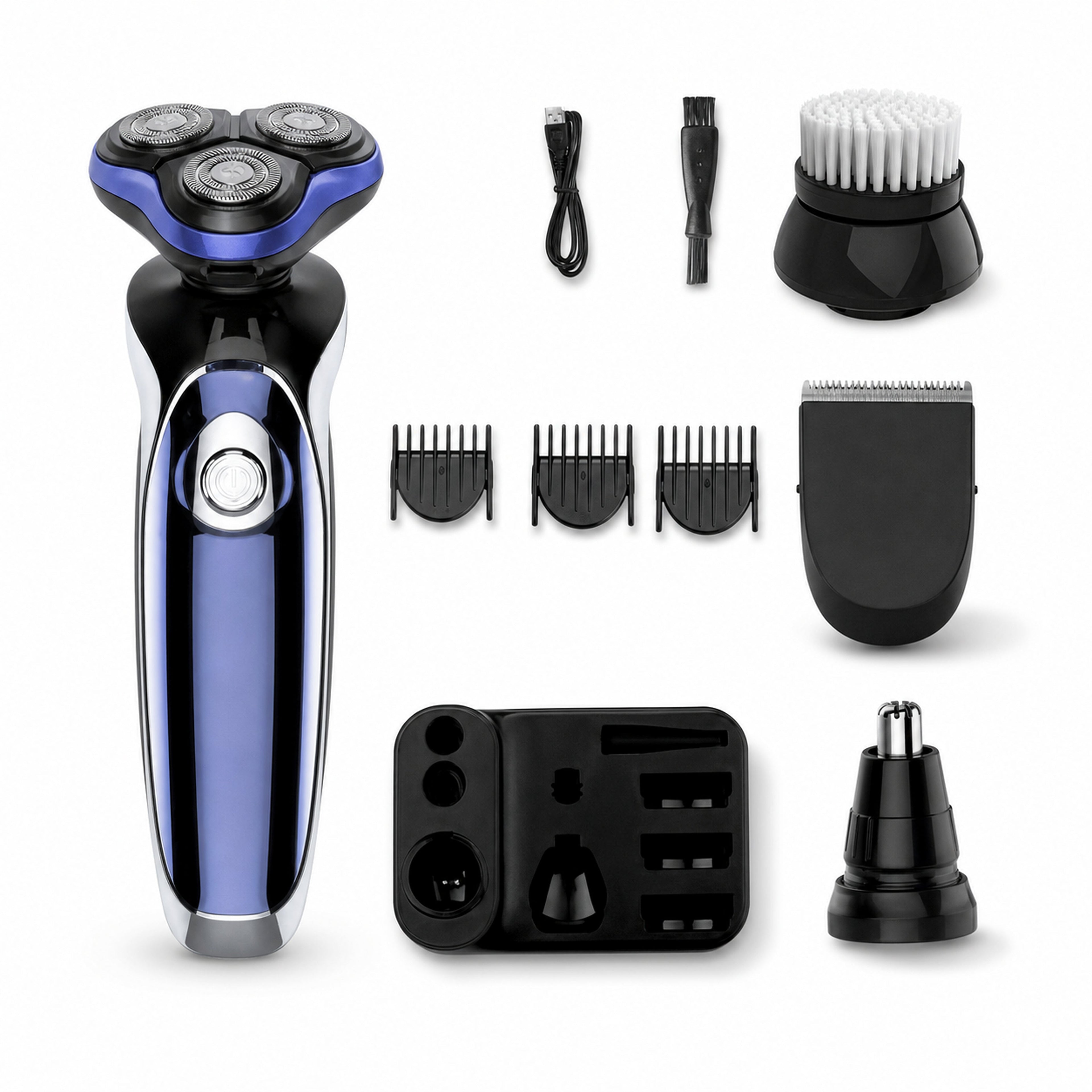 Waterproof Men's Electric Shaver Rechargeable Cordless Wet Dry Rotary Shaver