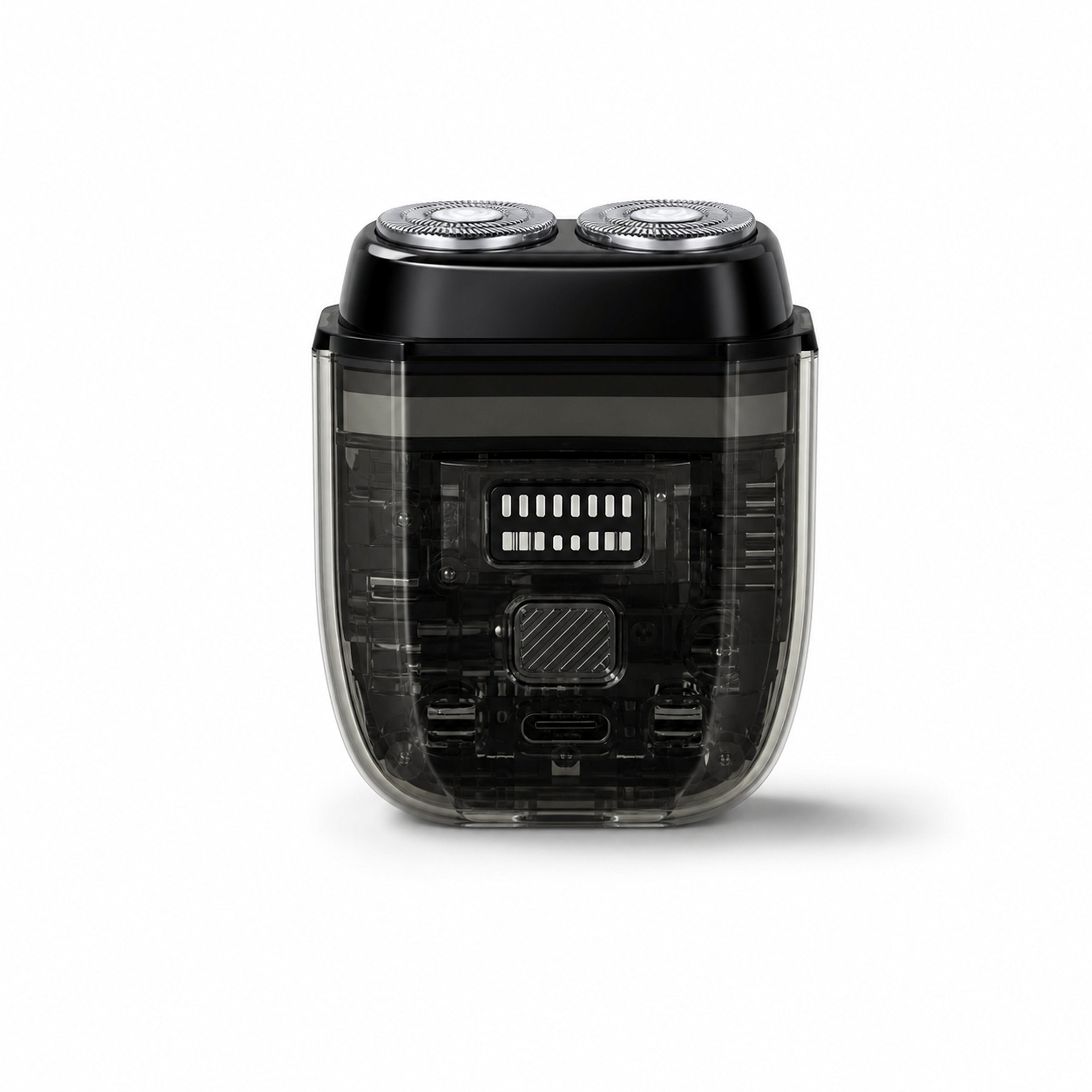 [Zsm] Slim Transparent Mecha Style Black Anti-Pinch Long Endurance Travel Shaver