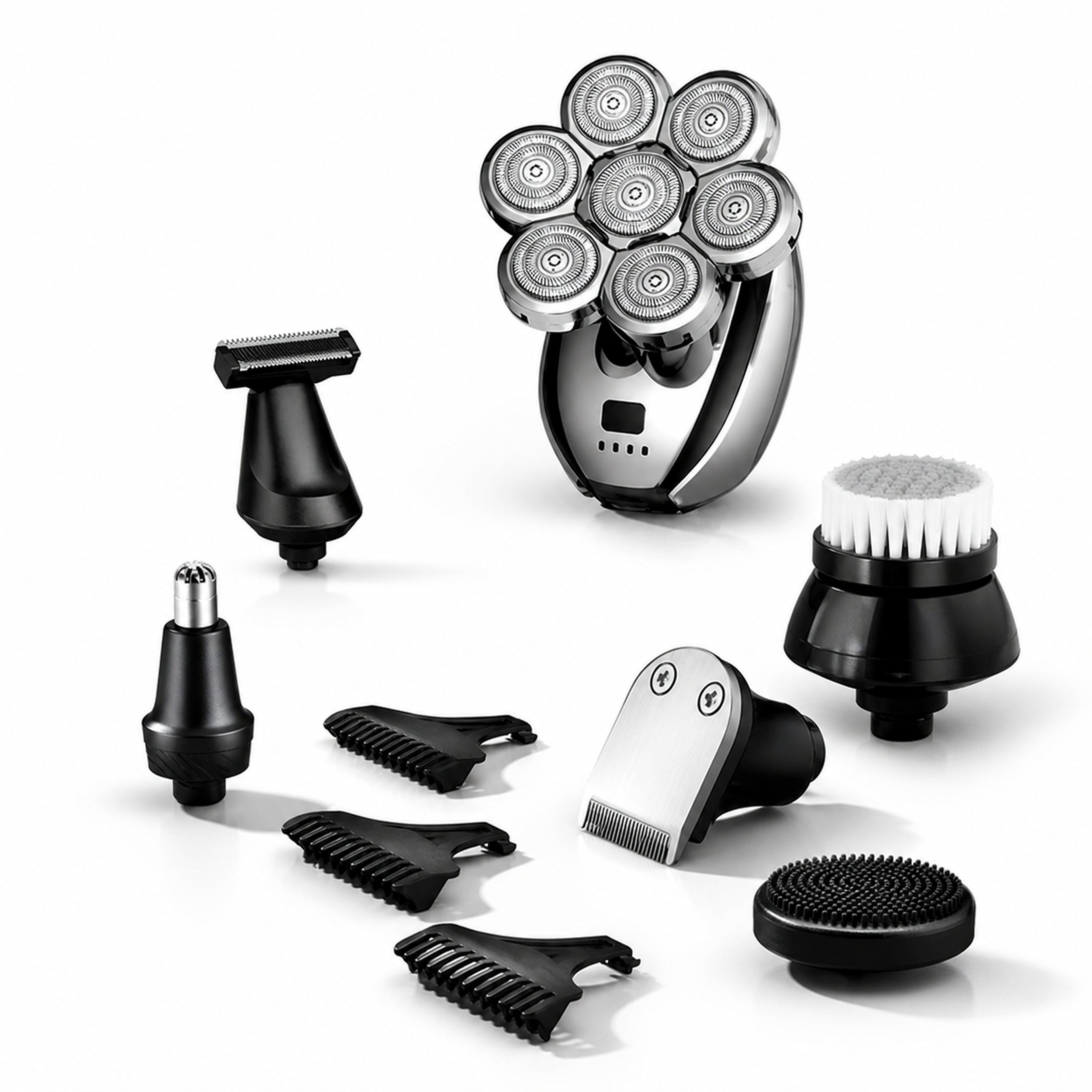 Multi-Function USB Shaver Kit with LCD Display — Bald Head & Trimmer detail