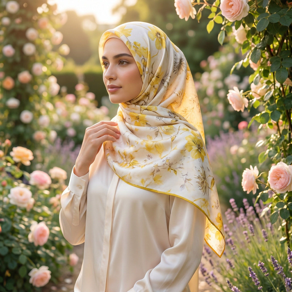 Mulberry Silk Satin Square Scarf — Printed