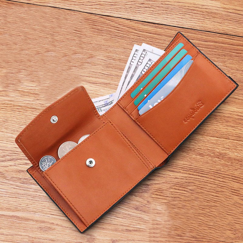 Folded Bifold Wallet — Men's PU Leather