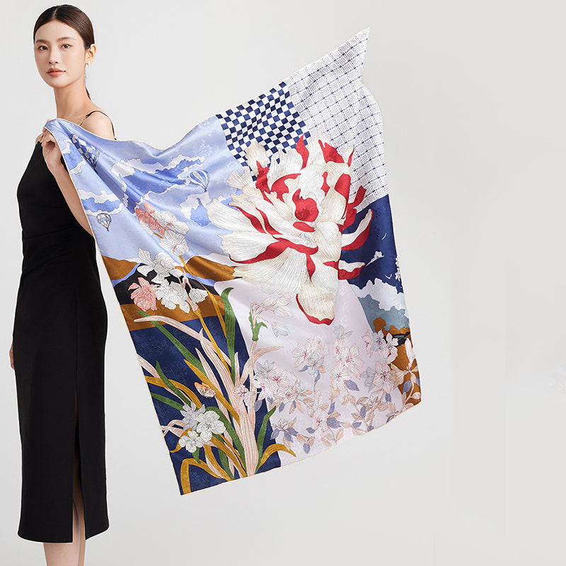 Digital Print Silk Scarf — Long
