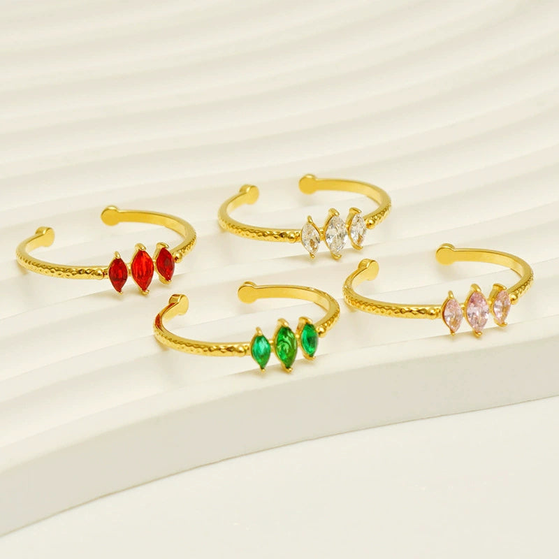 Droplet CZ Ring — 18K Gold Plated Steel