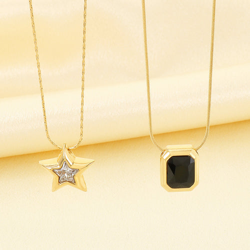 Facet Crystal Pendant Necklace — 40 cm