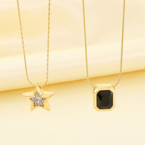 Facet Crystal Pendant Necklace — 40 cm