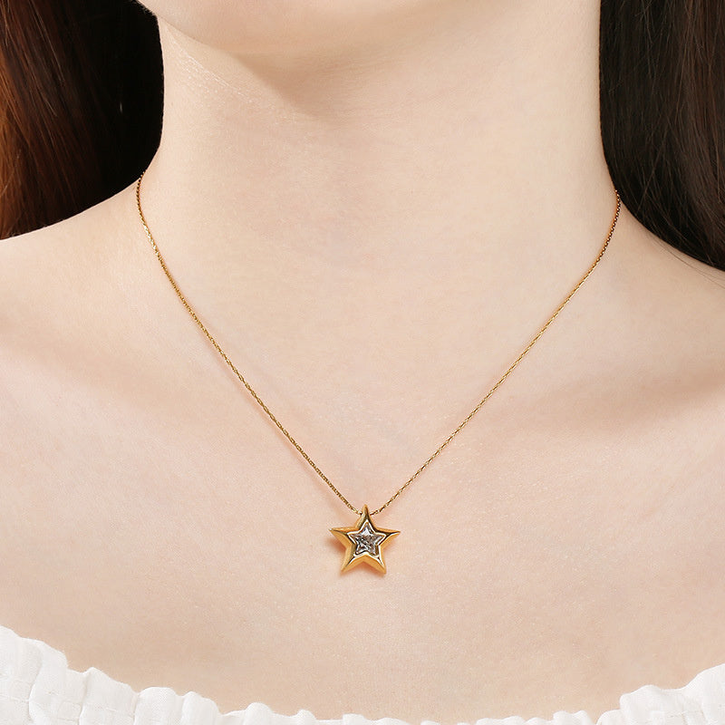 Facet Crystal Pendant Necklace — 40 cm
