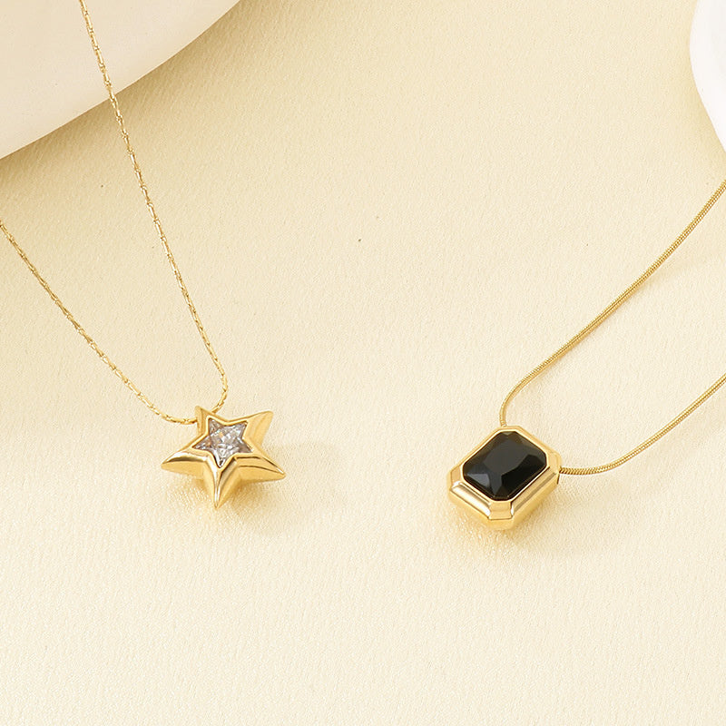 Facet Crystal Pendant Necklace — 40 cm