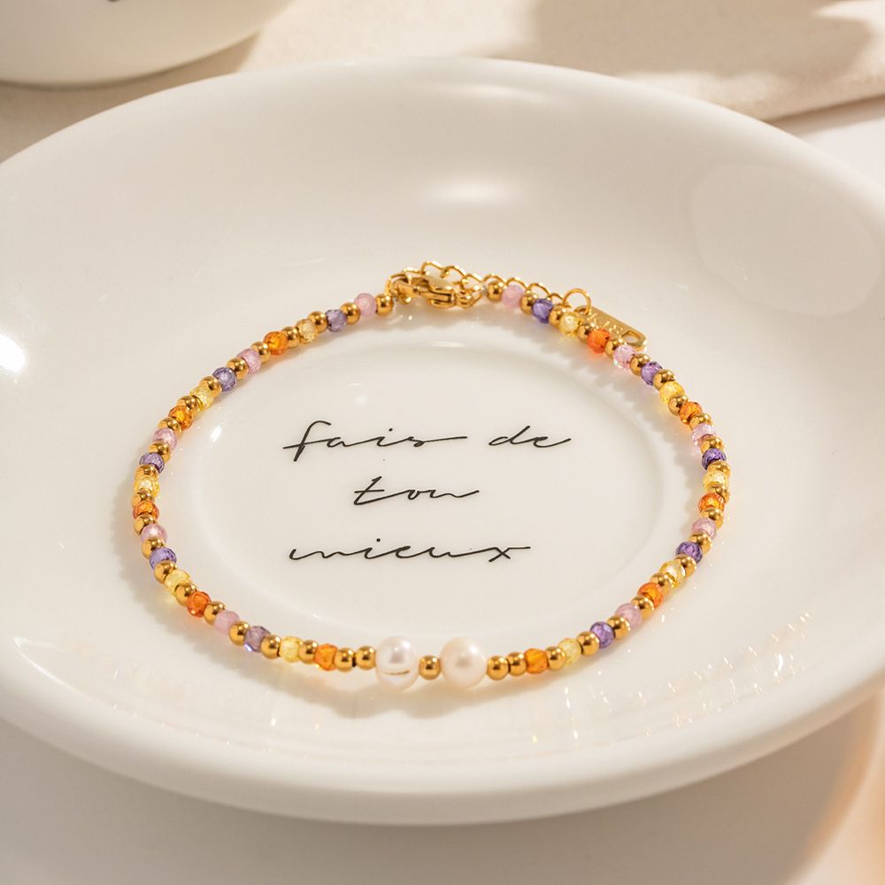 Tidepool Pearl & Stone Anklet — Gold Plated Steel