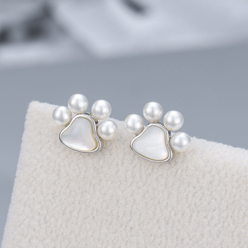 Cat's Claw Pearl Stud Earrings — 925 Silver