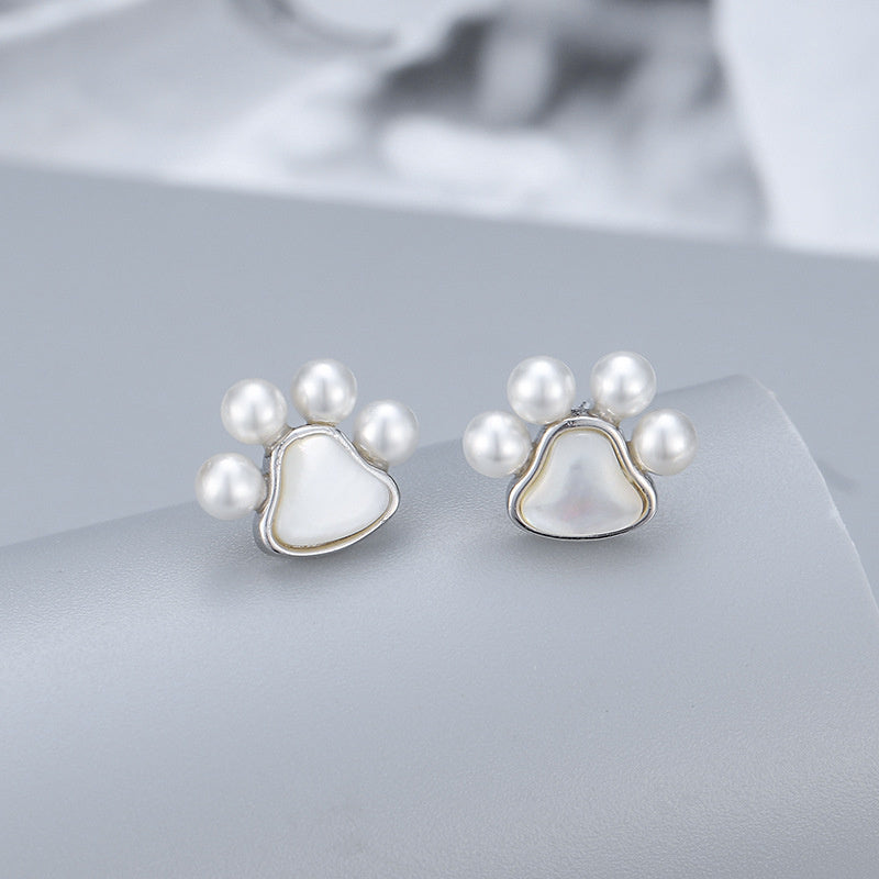 Cat's Claw Pearl Stud Earrings — 925 Silver