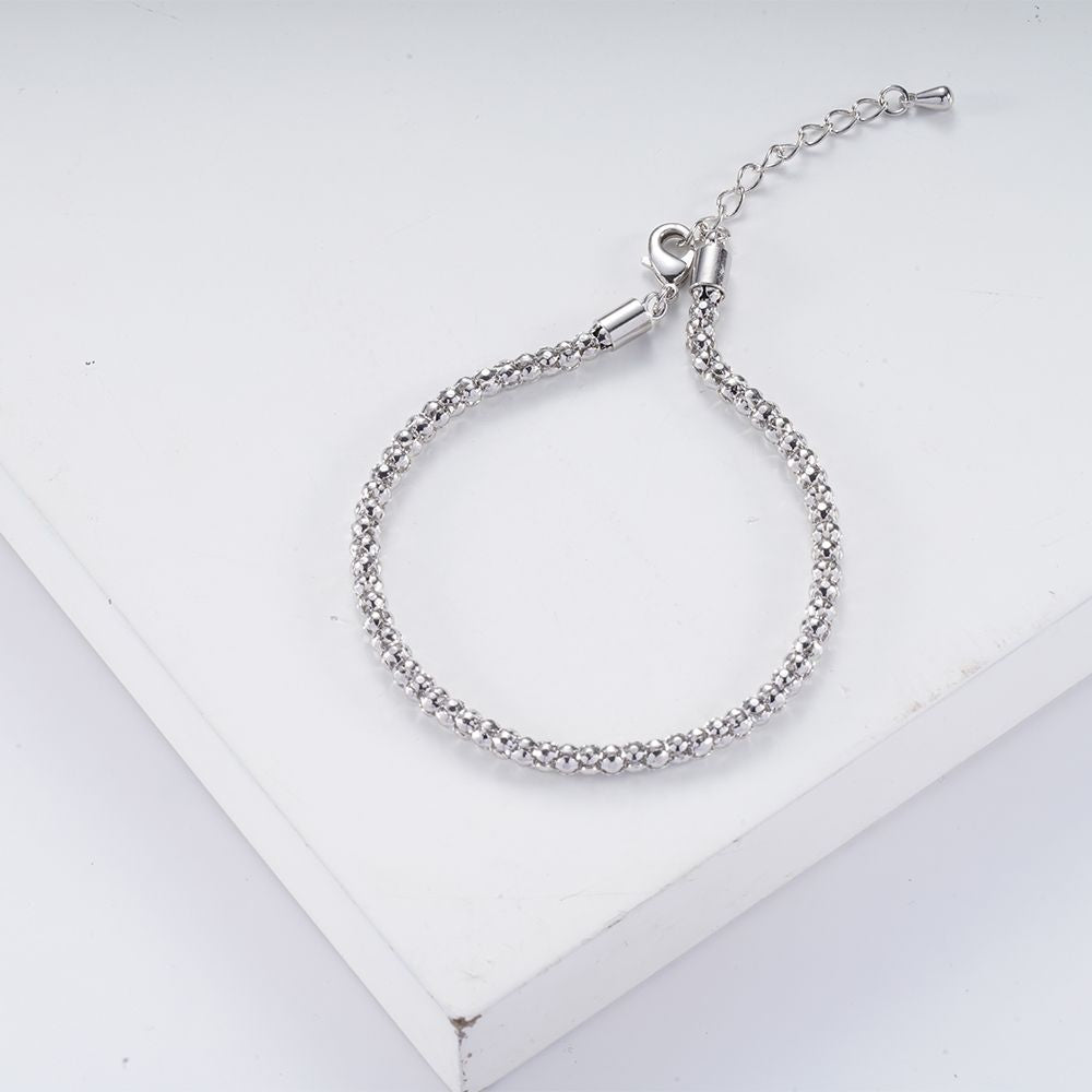 Beaded Charm Bracelet — 925 Silver with Gold Accents