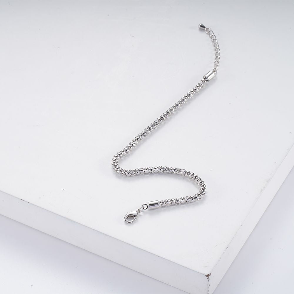 Beaded Charm Bracelet — 925 Silver with Gold Accents