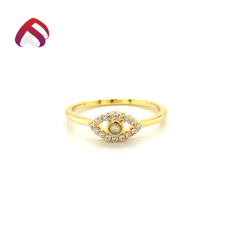 Evil Eye Opal Ring — 925 Silver, 18K Gold Plated