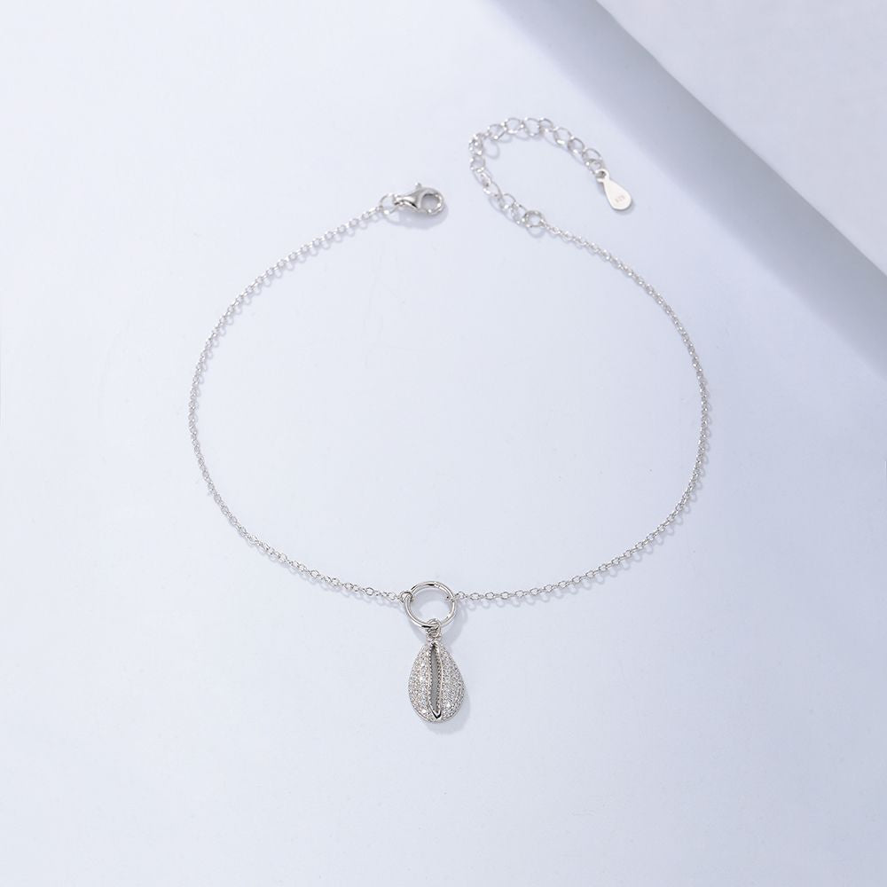 Shell Charm Anklet — 925 Silver, Gold Plated