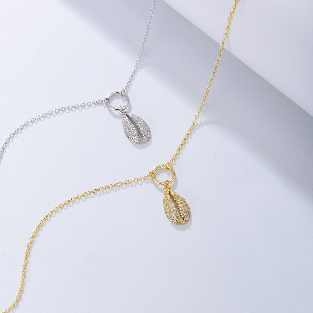 Shell Charm Anklet — 925 Silver, Gold Plated
