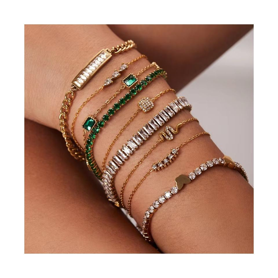 Zircon Tennis Bracelet — Stainless Steel