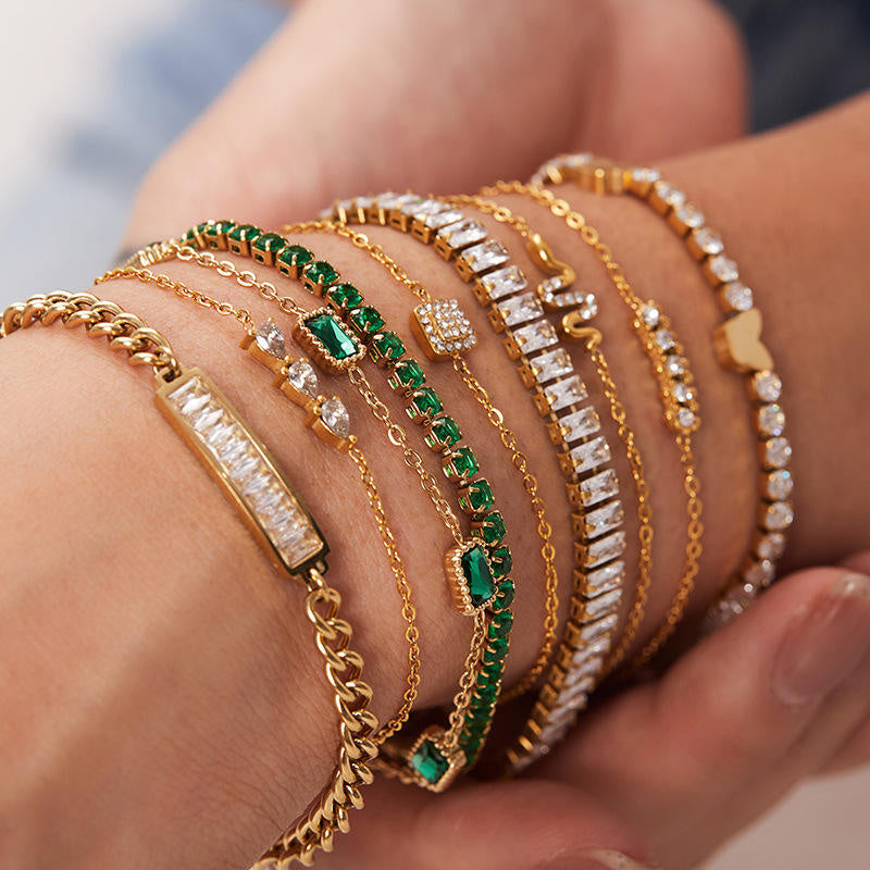 Zircon Tennis Bracelet — Stainless Steel